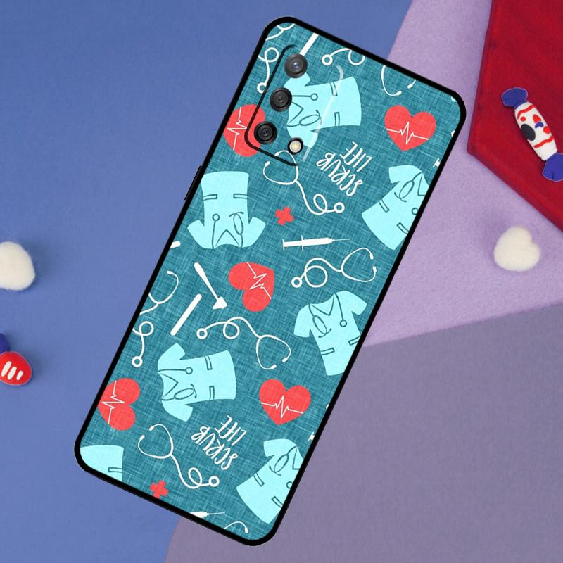 Nurse Medical Health Heart Case For OPPO A57S A54S A96 A76 A16 A5 A9 A53 A15 A17 A18 A58 A78 A98 A52 A72 A54 A74 A94