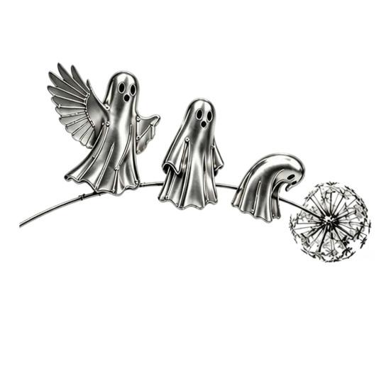 Metal Halloween Yard Signs Ghost Garden Stake, Rustic Art Decor with Dandelion Accent, Landscape Sculpture for Lawn Patio Flower Bed And Backyard