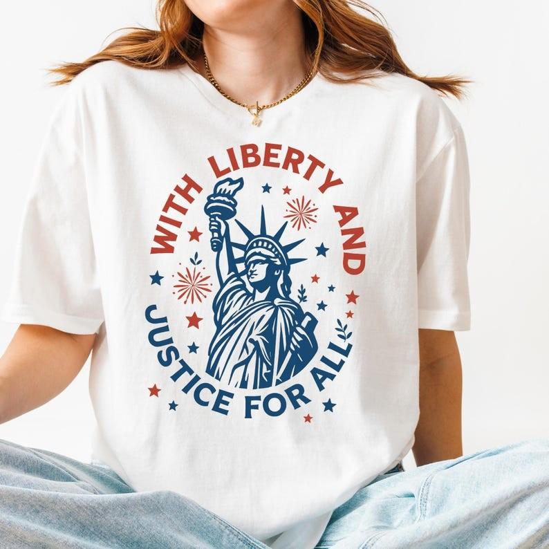 Statue of Liberty T-Shirt, With Liberty and Justice Tee