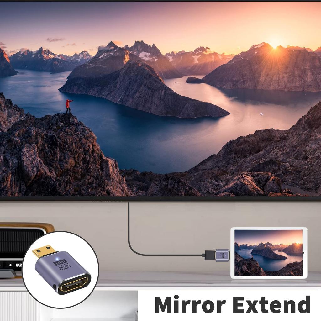 Poyiccot Адаптер-преобразователь Mini HDMI в HDMI 48 Гбит/с Преобразование HDMI Стандартный Конвертер Mini HDMI Папа в Мама Адаптер-удлинитель Совместим с 1