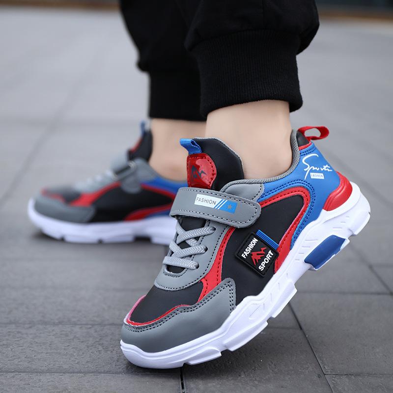 Zhongda Children's Sports Shoes Boys Spring and Autumn 2025 New Leather Surface Primary School Students Lightweight Casual Sports Running Shoes