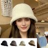 Wool Knitted Rolled-edge Bucket Hat For Women, Winter Warm Fisherman Hat, Large Head Circumference Wool Basin Hat