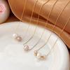 Minimalist Gold-Tone Freshwater Pearl Necklace - Non-Fading Luxury Titanium Steel Women's Clavicle Chain