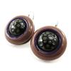 [J3155] - Brown Green 'Pimprenelle' Designer Earrings