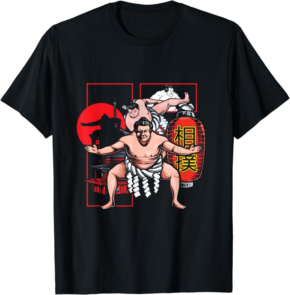 Sumo Wrestlers Japanese Art Red Lantern T-shirt