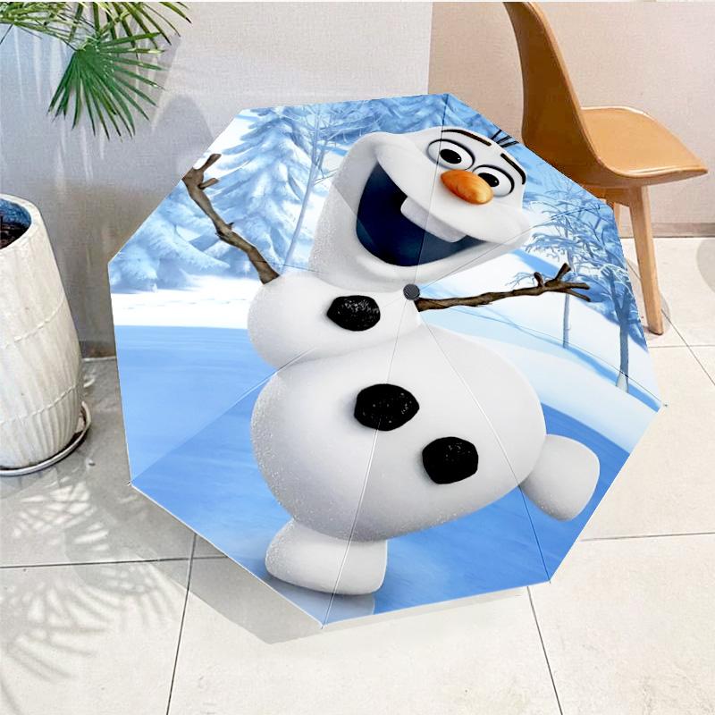 Snowman Olaf Sparkle Night Umbrella 8-Frame for Travel, Camping, Casual Lightweight Portable Umbrella, Essential for Every Family Holidays Gift