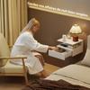 Set of 2 Wall-Mounted Nightstands, Drawer and Open Shelf, 35x32x22.5 cm, White