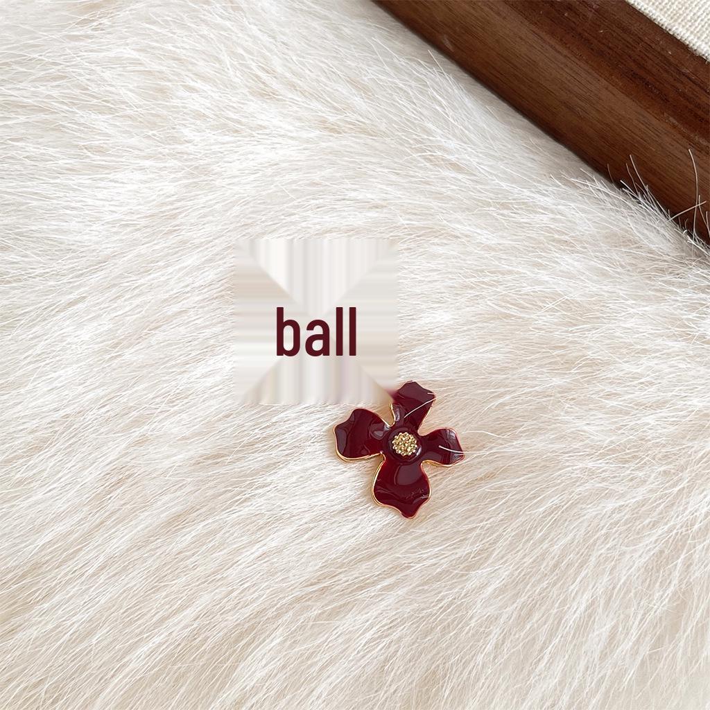 French Vintage Red Geometric Earrings: Retro Style, High-End Luxury Drip Glaze, Unique Niche Design