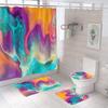 Занавеска для душа в ванной из четырех частей, цифровая печать, мраморная, водонепроницаемая, занавеска-перегородка для туалета, коврик для ванной
