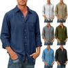 Designer Spring Summer Men's Casual Cotton Linen Solid Color Long Sleeve Shirts Loose Shirts