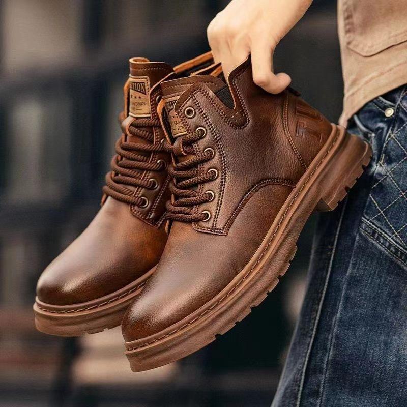 Martin Boots Men's Spring and Summer New High-top Leather Men's Shoes Casual Shoes Trendy Retro Men's Shoes