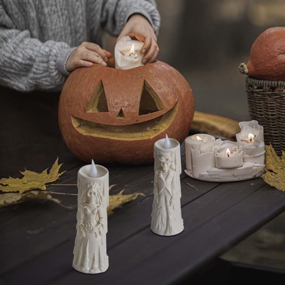 Odorless Ghost Groom Candle Lamp Plastic Halloween Ornaments Ghost Bride Candle Lamp Bedroom