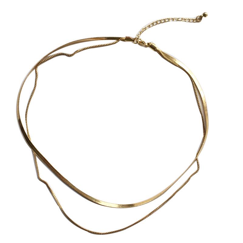 Европейское и американское двухслойное модное ожерелье: Модная металлическая текстурированная ключичная цепочка H2511