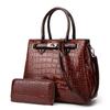 Crocodile Pattern Lacquer Leather Women's Bag Two Piece Handheld One Shoulder Diagonal Straddle Bag