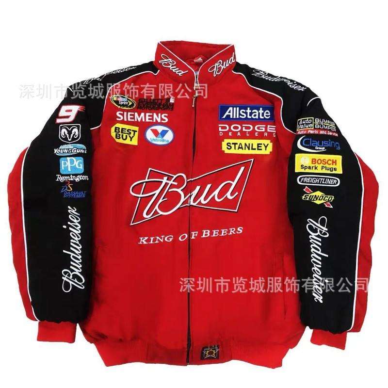 Vintage Racing Style Embroidered Motorcycle Jacket Cycling Sports Lightweight Breathable Riding Apparel Unisex