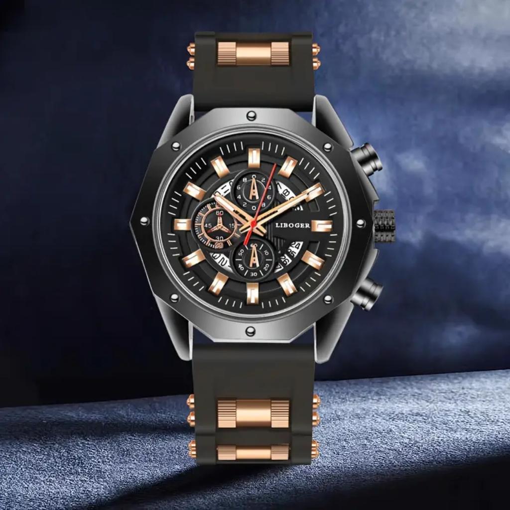 Мужские спортивные часы Модные силиконовые часы Кварцевые часы с датой и календарем