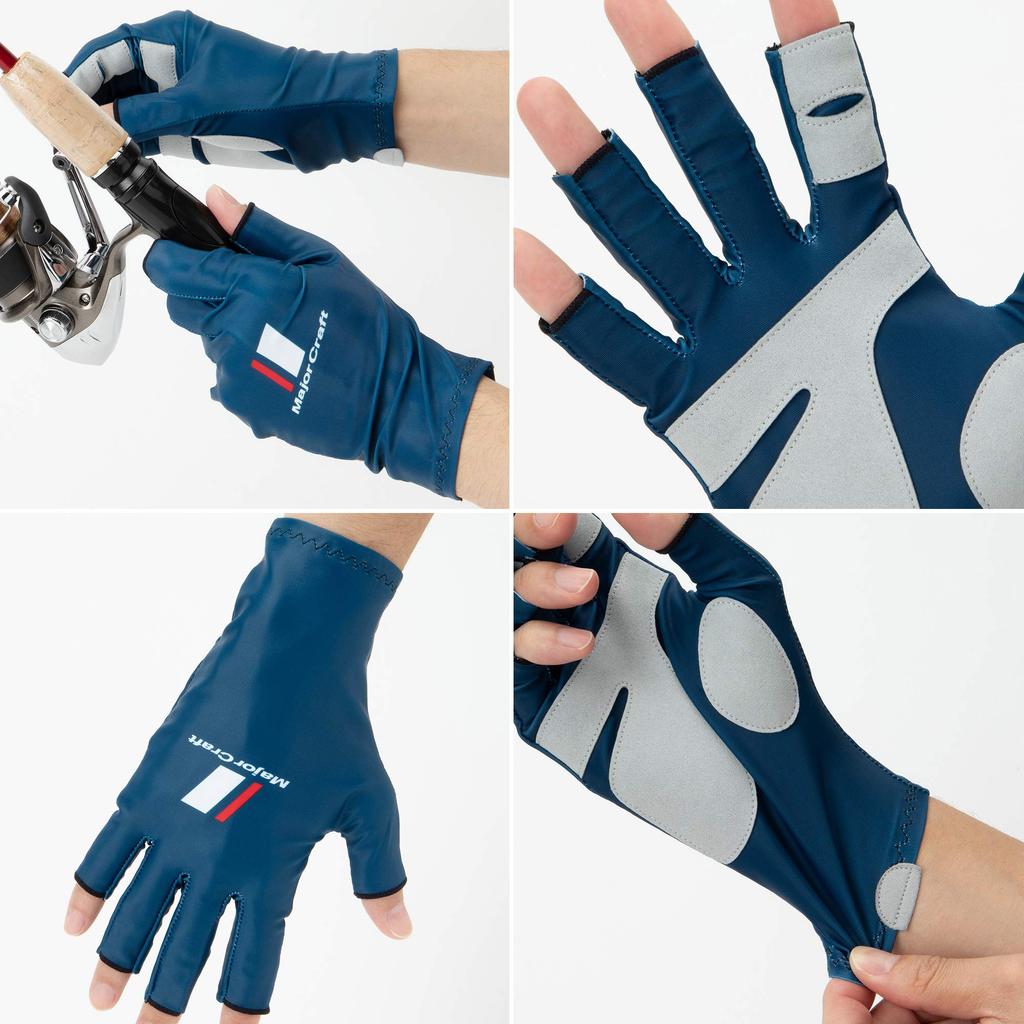 Major Craft UV Protection Summer Size for Fishing Gloves, LL, Navy, SG-LL20NV,