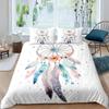 Dream Catcher Duvet Cover Set Purple Bedding Set Chic Boho Mandala Floral Feather Design Galaxy Comforter Cover Set Queen Size