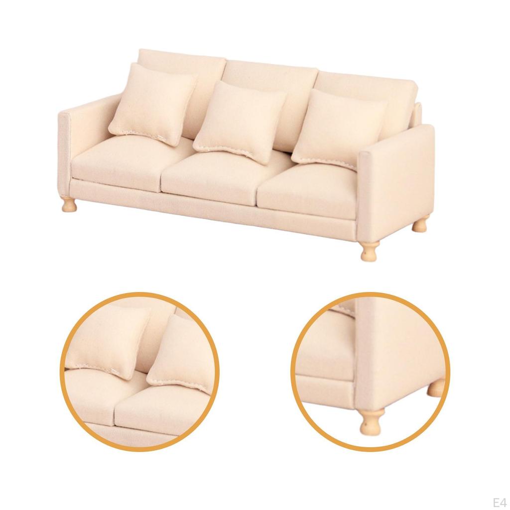 Dollhouse Couch Miniature Sofa 1/12 DIY Pretend Play Toy Mini Furniture