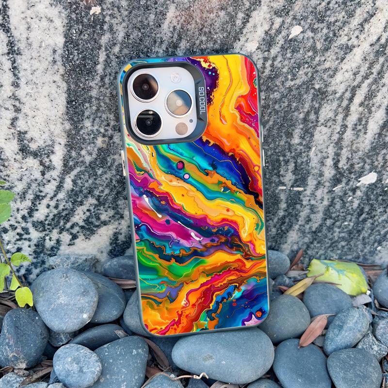 New Retro Color Texture Pattern Phone Case For iPhone 15 14 Pro Max Plus 16 Pro Max 13 Mini 12 11 Pro Max Shockproof Laser Cover