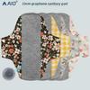 New 23cm Washable Graphene Cotton Menstrual Pads, Reusable Antibacterial Sanitary Napkins