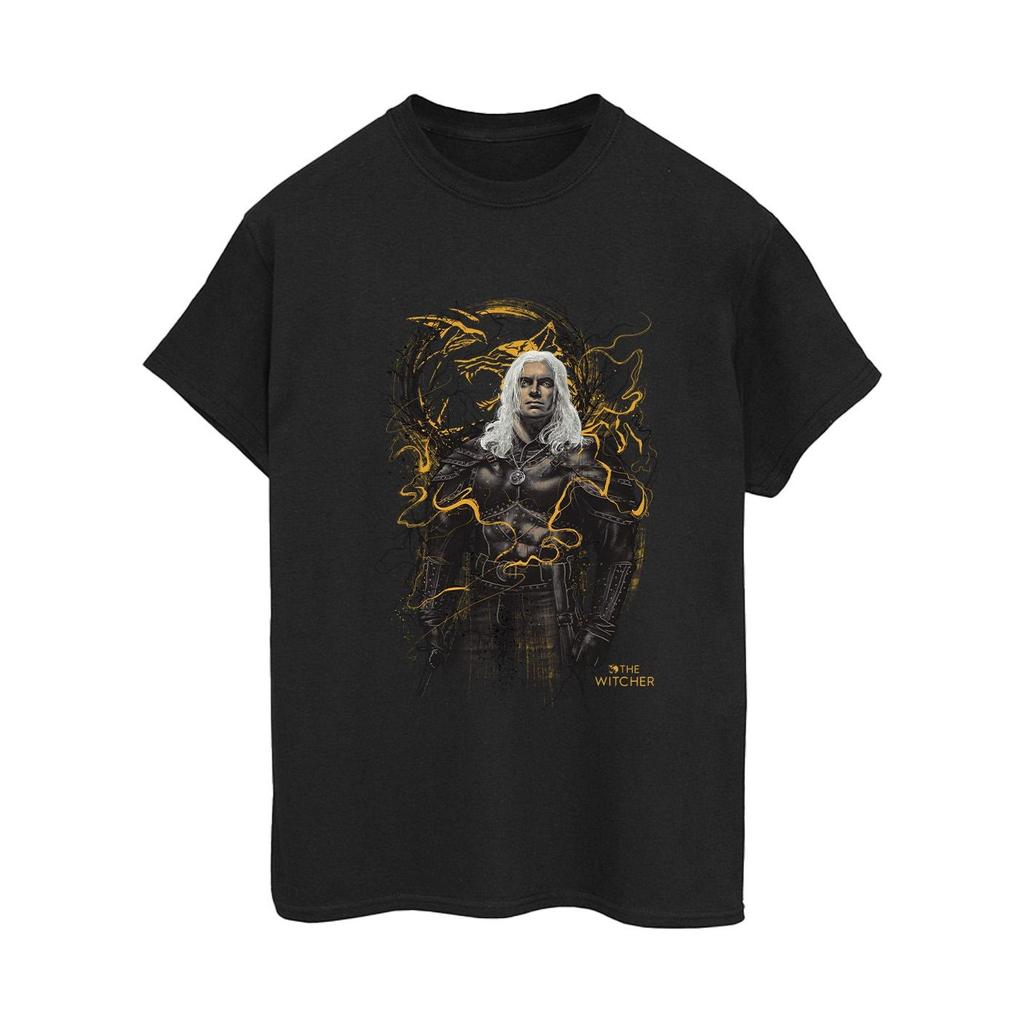 Netflix Womens/Ladies The Witcher Wolf Cotton Boyfriend T-Shirt
