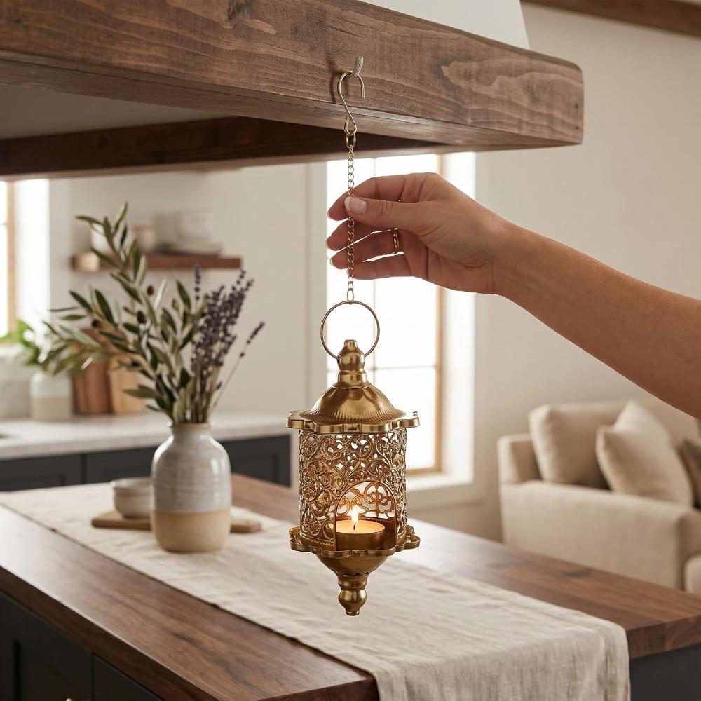 Metal Decorative Candle Holder Gold Tea Light Holder Vintage Iron Candle Holder Porch Decoration