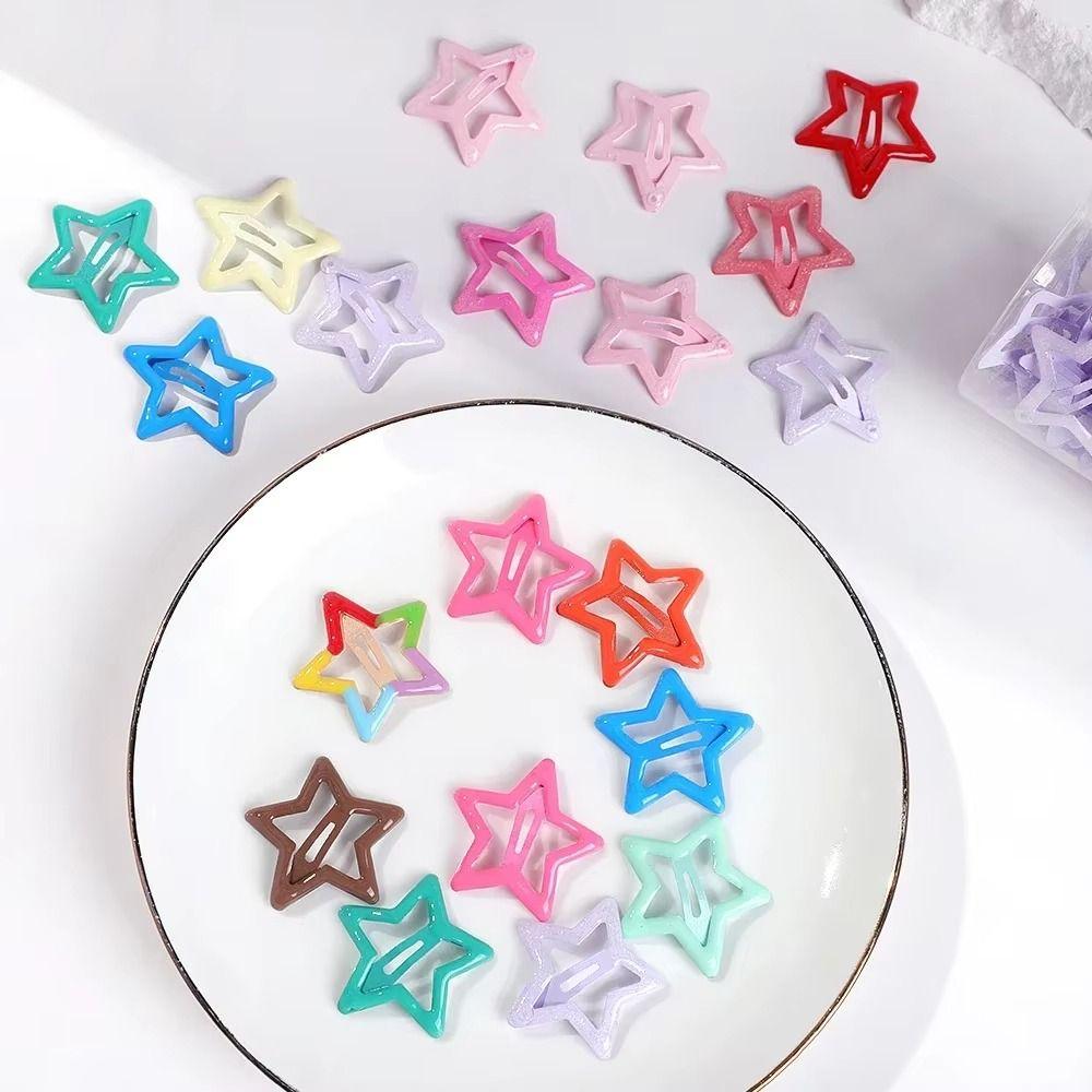 20PCS Dopamine Star Barrettes Headwear Metal Snap Clip Star BB Hair Clips  Kids Hair Accessories