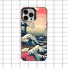 Чехол для телефона "Большая волна в Канагаве" для iPhone 16,15,14,13,12,11,8,7,Pro,Max,Plus,Mini,XS,SE, противоударный, черный, матовый, жесткий