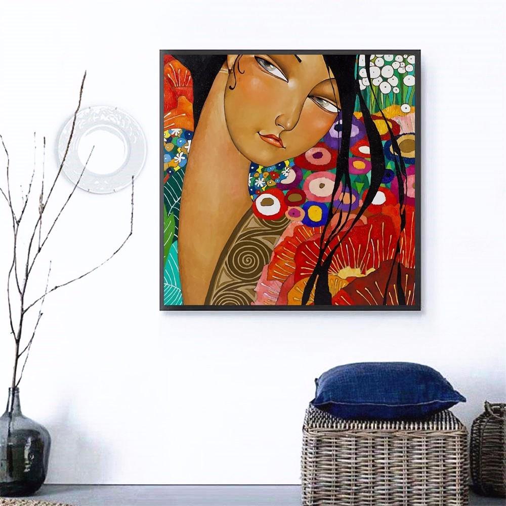 Алмазная Картина Круглые Камни Девушки Алмазная Мозаика Полный Макет Портретные Картины