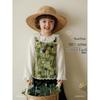 Girls' 2026 Spring Plant Jacquard Layered Vest & Wide-Leg Pants Set