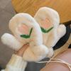Tulip Plush Gloves Winter Cute Girl Heart Cartoon Warm Riding Plush Thickened Gloves