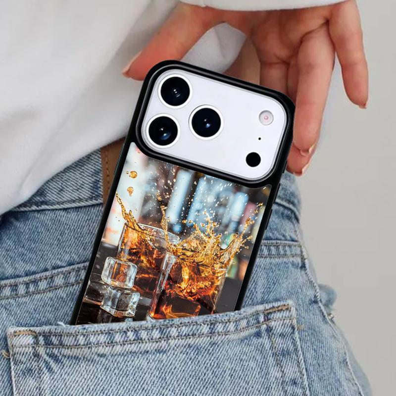 Cigar Whiskey Ice Drink Phone Case for iPhone 16e 15 14 13 12 17 Pro Max Plus Air 17pro Cover Coque