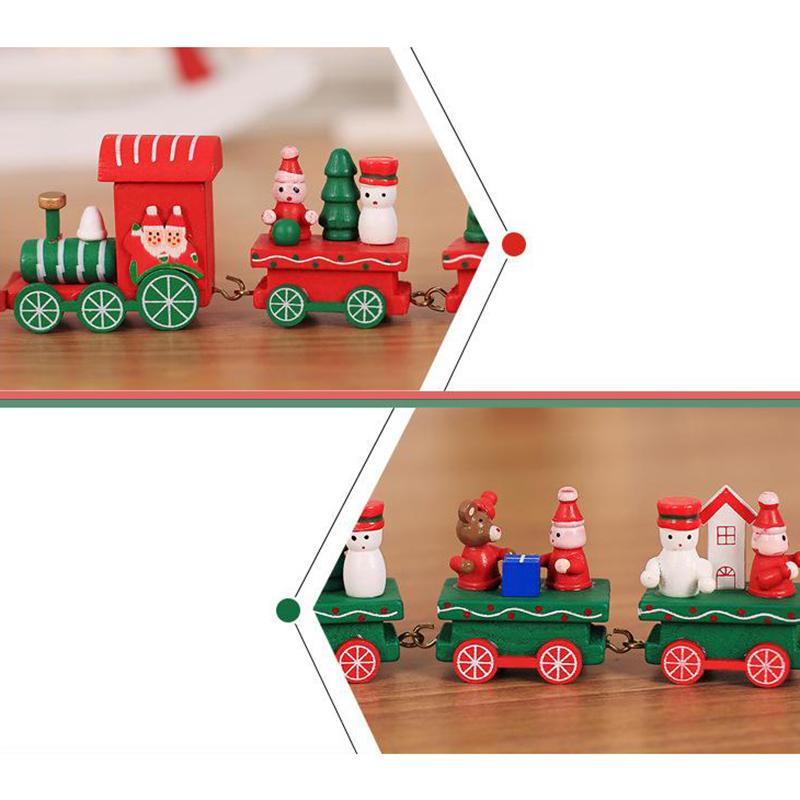 Деревянный поезд рождественские украшения четыре секции окна настольный орнамент мини поезд декор набор для рождественской вечеринки