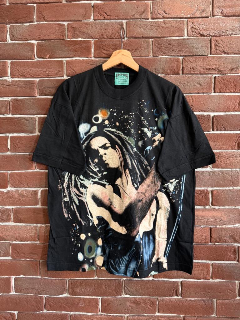 Rare 90s Lenny Kravitz Vintage All Over Print Band Tshirt L black Unisex T-Shirt