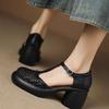 Woven Bag Heel Hollow Cutout Roman Shoes Summer New High Heel Block Heel Versatile Vintage Baotou Sandals Women