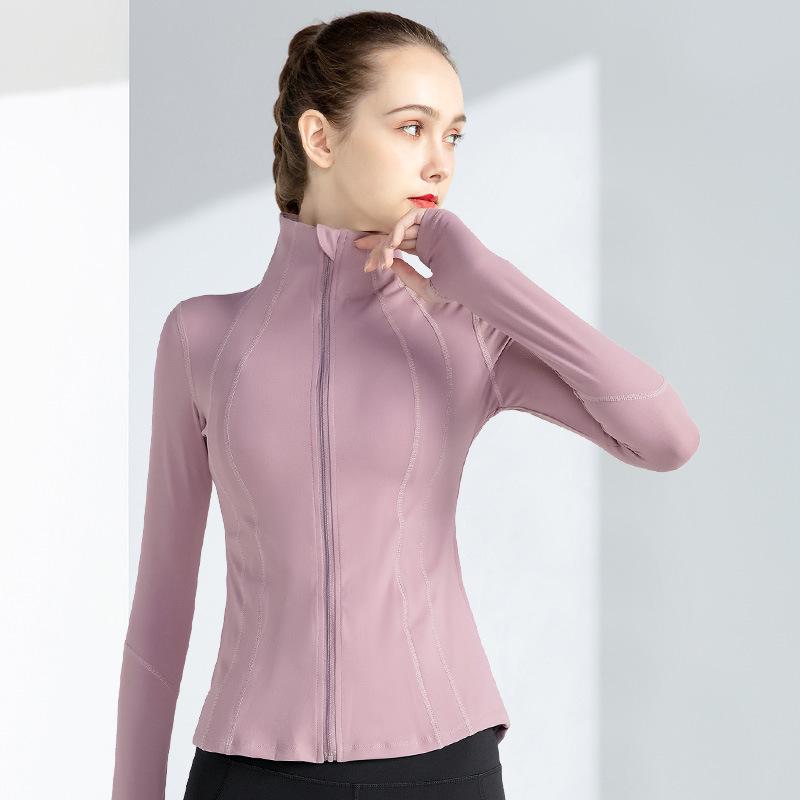 2023 Spring/Autumn Slim Fit Yoga Jacket: Long Sleeve, Stand Collar, Zip-Up for Running & Training