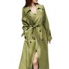 Women's Double Breasted Long Trench Coat Windproof Lapel Slim Overcoat with Belt Windbreaker Jacket for Spring Autumn