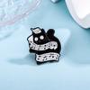 Breastpin Piano Cat Badge Cartoon Beating Note Brooch Cool Black Cat Enamel Pin Gift