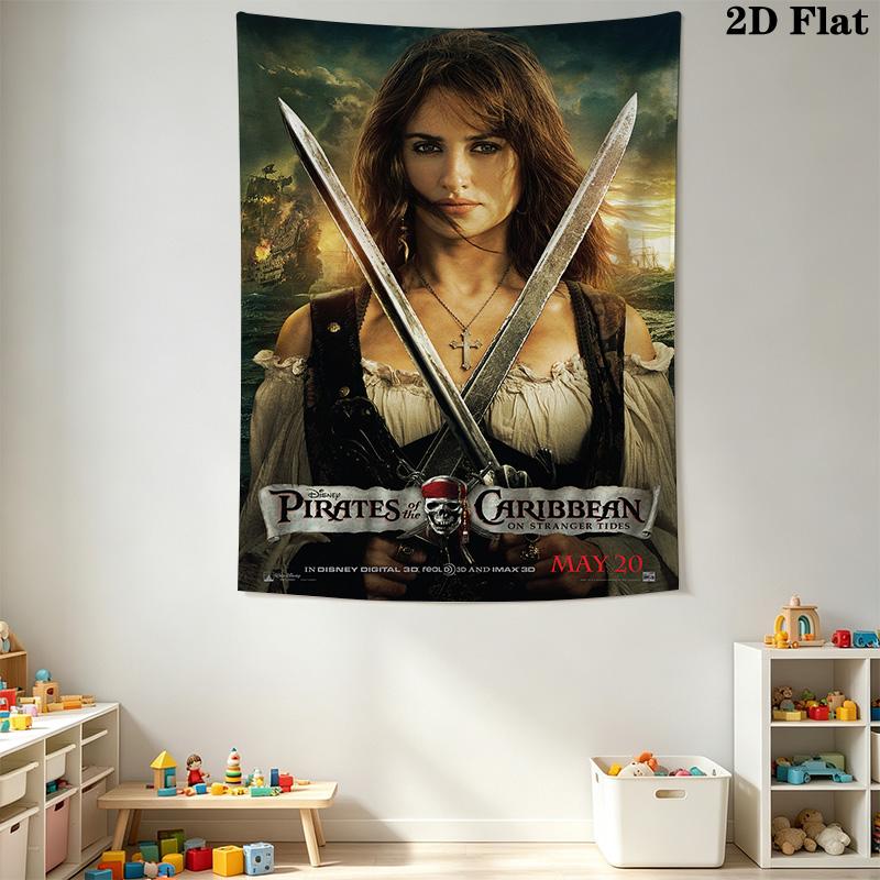 Pirates Caribbean Dead Man'S Chest Tapestry Fashion Print Wallmounted Atmospheric Background Cloth Background Cloth Homestay Soft Decoration Tapestry