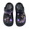 Crocs Crush Clog Ночная бабочка Мечта МАЙ Сделано полностью Цветочные туфли с отверстиями Унисекс Одинаковые черные и фиолетовые