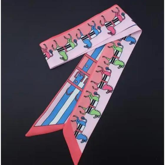 New Fashion Brand Horse Carriage Print Silk Small Ribbon Women Silk Scarf Handbag Ribbons Female Head Scarf Long Scarves