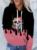 European and American printed autumn and winter loose hooded sweatshirt for women