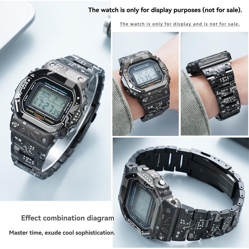 Ремешок из титанового сплава+Корпус с безелем для Casio G-Shock DW-5600 GW-M5610 GW-B5600 Комплект для модификации Набор ремешков для часов из нержавеющей стали Аксессуары