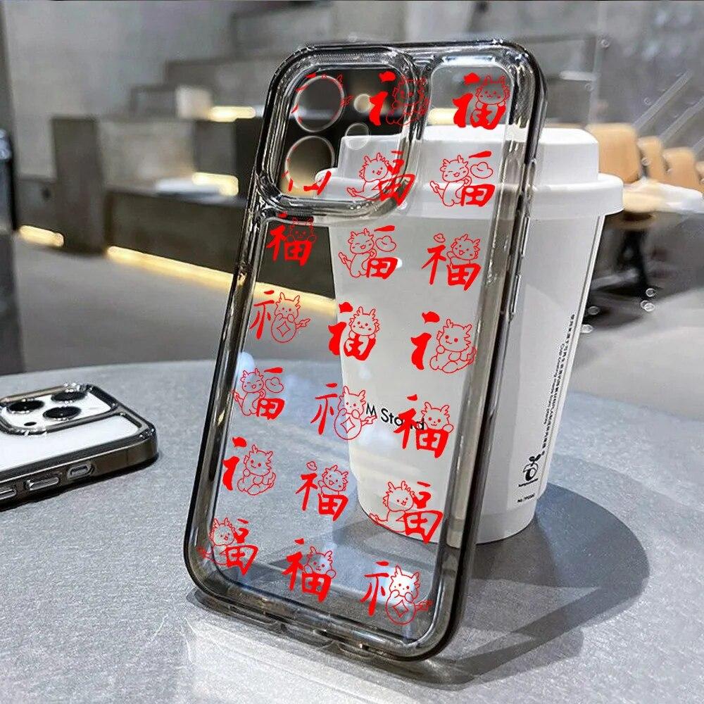 Прозрачный чехол для телефона iPhone 11, чехол для iPhone 12, 13, 14, 15 Pro Max XR XS 7, 8, 14, 15 Plus SE, противоударный художественный чехол в китайском стиле