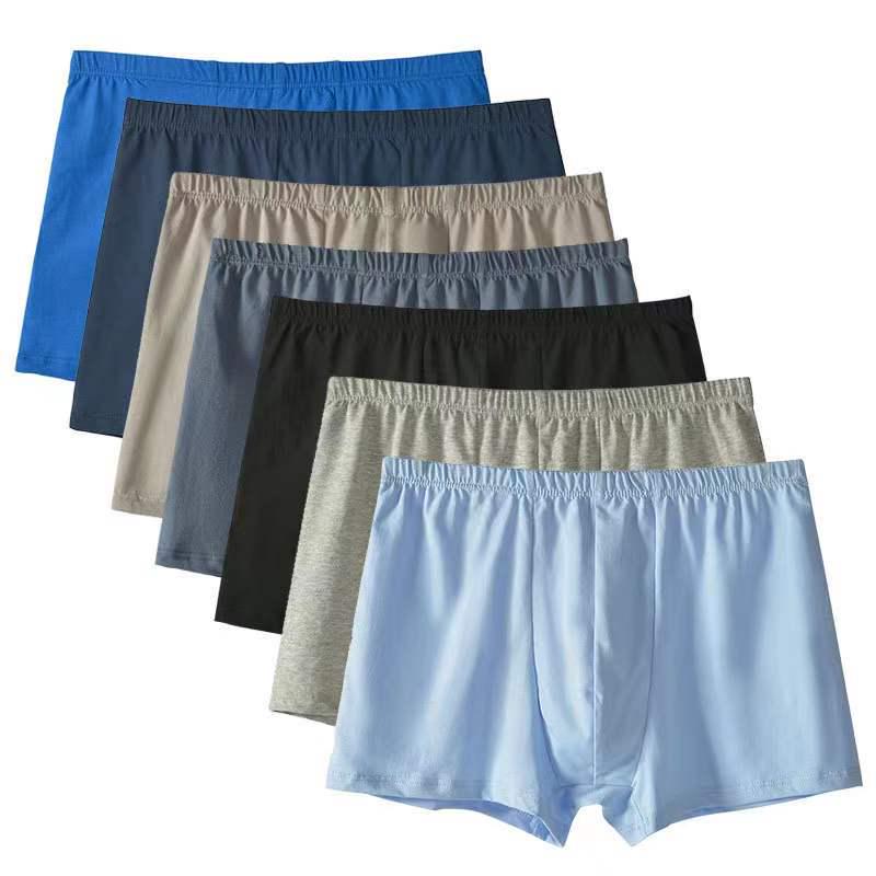 Men's Breathable Cotton Boxer Briefs - Plus Size Mid-Rise Loose Fit for Elderly