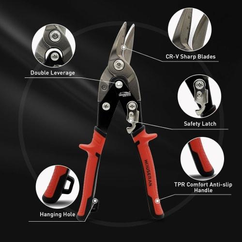 HOUSERAN All-Purpose Scissors, Sheet Metal Scissors, CR-MO Metal Scissors, Heavy-Duty Metal Scissors, Metal Cutting, Bulky Waste Dismantling, Multipur