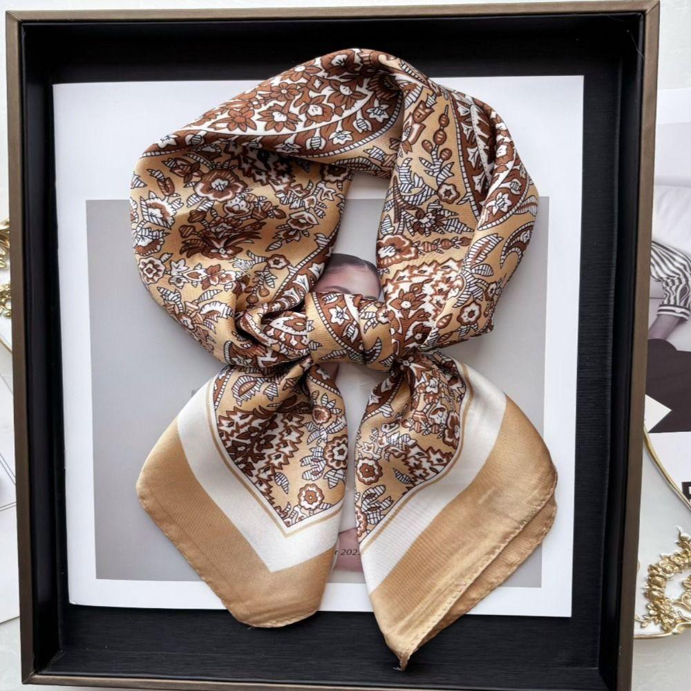 Luxury Print Imitation Silk Square Scarf Thin Hair Scarf Headband New Neck Tie Shawl Wraps Women