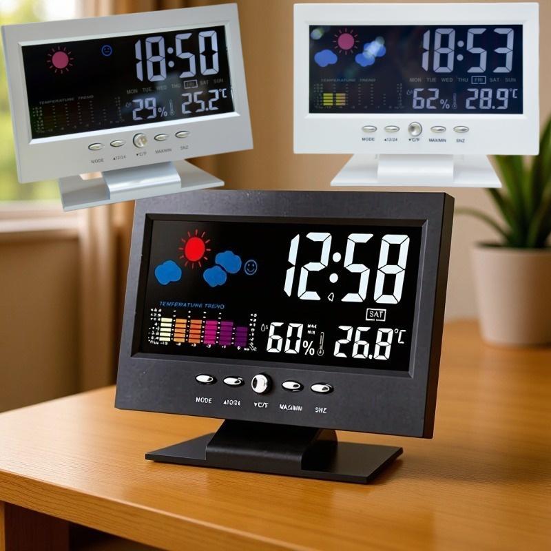 Домашняя метеостанция Часы Цифровой ЖК-экран Термометр Гигрометр для мониторинга качества воздуха