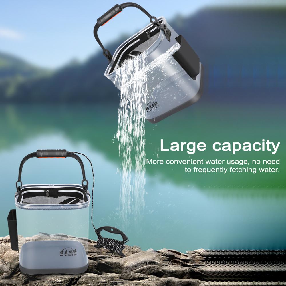 Утепленное ведро для рыбалки на открытом воздухе, прозрачное ведро для воды из ЭВА, большой емкости, для путешествий, кемпинга